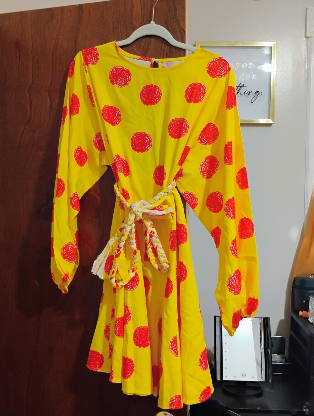 Women's Yellow Dress with Red Polka Dots - Women's Dress